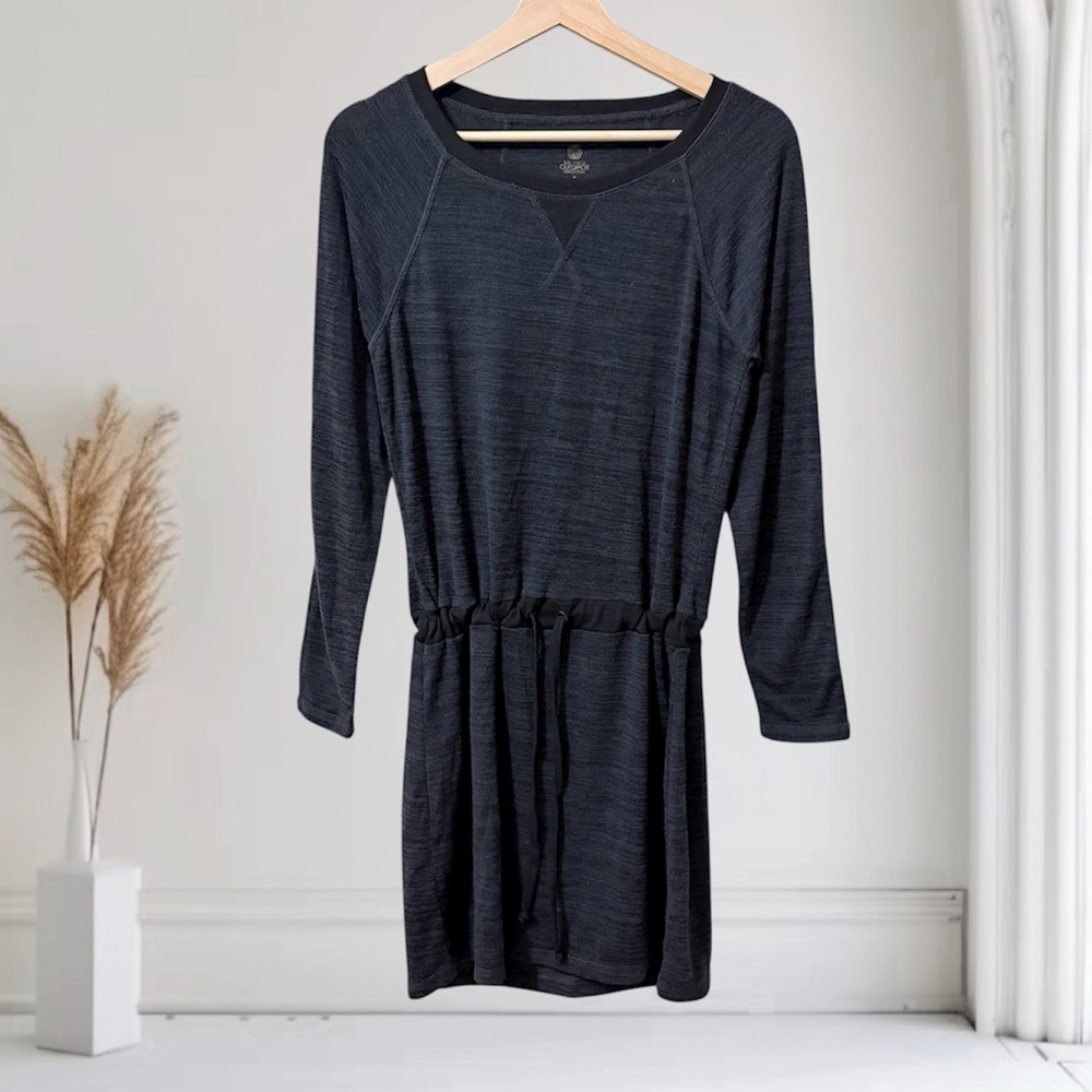 Balance Collection Knit Drawstring Athleisure Dress Size‎ S Long Sleeve Gray